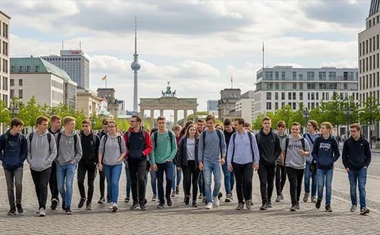 Studenti na školním zájezdu v Německu