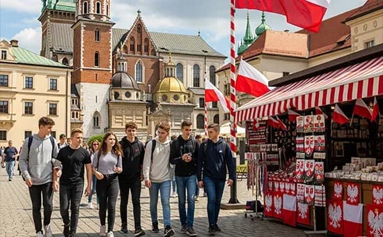 Studenti na školním zájezdu v Polsku