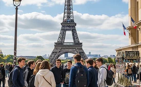 Studenti na školním zájezdu ve Francii