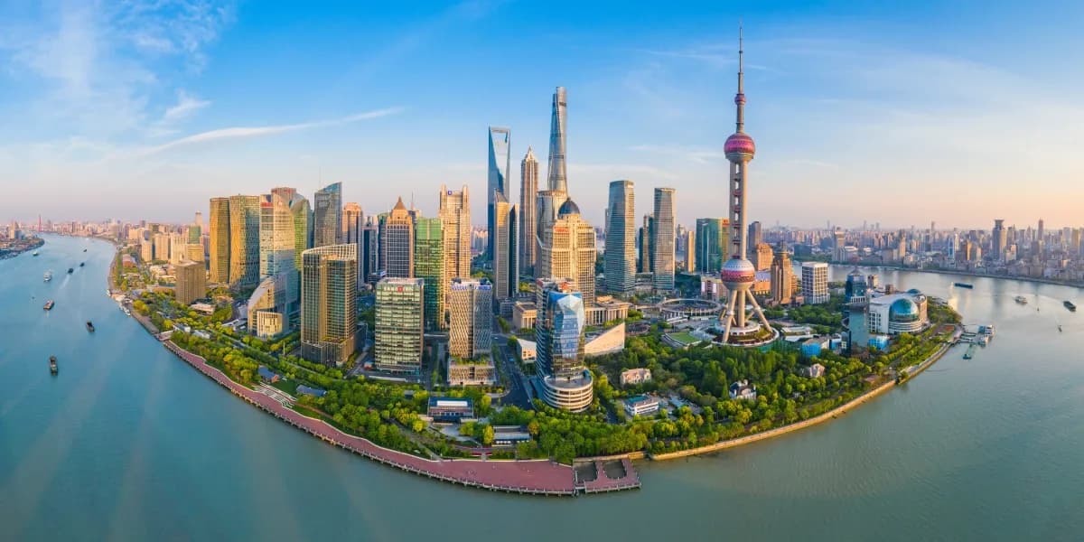 Letecký pohled na Šanghaj, Čína