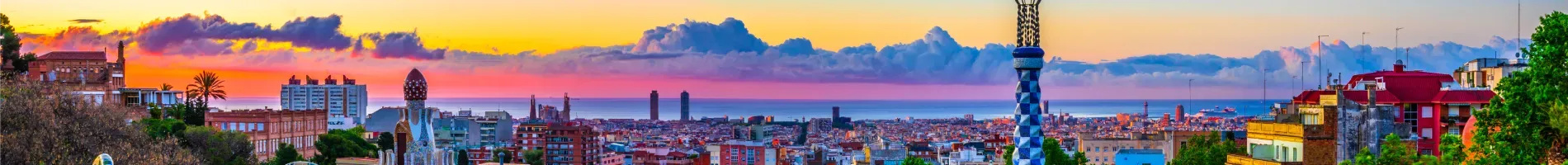 Panorama Barcelony při západu slunce